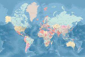 Mapa Light blue and pastels detailed world map, Blursbyai