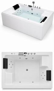 Wanna Łazienkowa z Hydromasażem Mentona 180 x 120 cm wolnostojąca Akrylowa LED Jacuzzi SPA kompletna