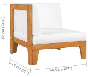 Sofa 2-osobowa z kremowymi poduszkami, lite drewno akacjowe