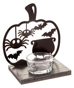 Drewniany świecznik z motywem Halloween Happy Halloween – Dakls