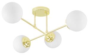 LAMPA WISZĄCA SUFITOWA ŻYRANDOL NOWOCZESNA ZŁOTO KLASYCZNE BIAŁE KULE FINO 4 LED