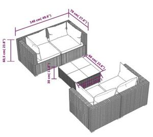 Zestaw Mebli Ogrodowych Komplet Wypoczynkowy Z Poduszkami 5-Częściowy Brązowy Rattan Na Taras Balkon Ogród