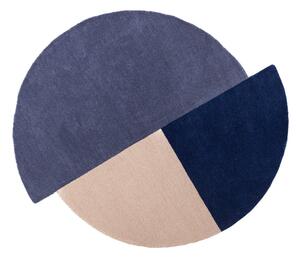 Niebieski wełniany okrągły dywan tkany ręcznie ø 150 cm Mia Segment – Flair Rugs