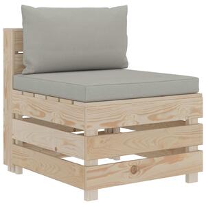 Ogrodowa sofa z palet z poduszkami taupe, drewniana
