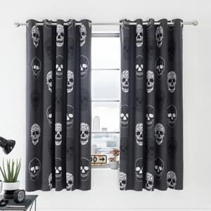 Ciemnoszara zasłona dziecięca 2 szt. 168x183 cm Skulls – Catherine Lansfield