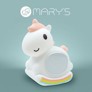 Lampka nocna dla dzieci z budzikiem bezprzewodowa RGBW biała jednorożec na biegunach LED 1.5W Mary's