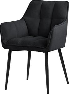 Krzeso do jadalni ML-Design z tkaniny rcznikowej, czarne, z grubym tapicerowanym siedziskiem
