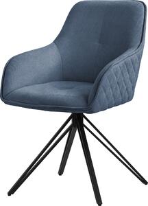 Obrotowe krzeso do jadalni ML-Design, niebieskie, wykonane z tkaniny z metalowymi nogami