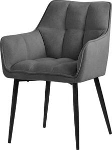 Krzeso do jadalni ML-Design z tkaniny frotte, ciemnoszare, z grubym tapicerowanym siedziskiem