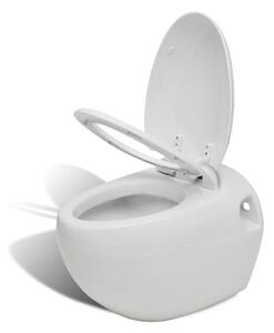 Toaleta wisząca o oryginalnej formie jaja, biała