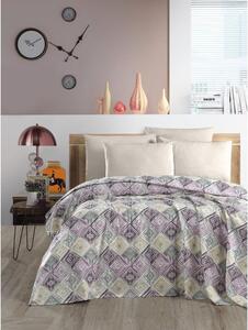 Fioletowo-kremowa bawełniana narzuta 200x230 cm Pique – Mila Home
