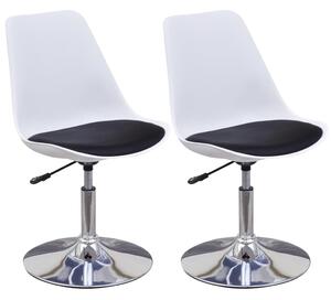 Obrotowe krzesła stołowe, 2 szt., biało-czarne, sztuczna skóra