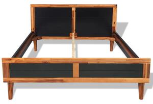 Rama łóżka, czarna, lite drewno akacjowe, 180x200 cm
