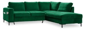 Ciemnozielony aksamitny rozkładany narożnik (prawostronny) Lofty Lilly – Miuform