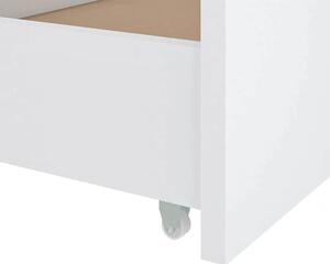 Białe sosnowe pojedyncze łóżko z szufladami 90x200 - Haver