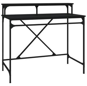 Czarne loftowe biurko z nadstawką metalowe 100 cm - Gondion