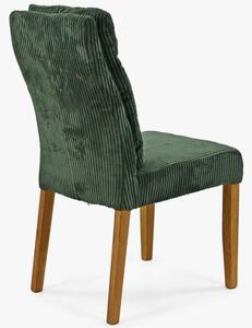 Zielone krzesło Balou na dębowych nogach, tkanina sztruksowa