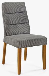 Szare krzesło Balou na dębowych nogach, tkanina sztruksowa