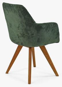 Krzesło do jadalni obite sztruksową tkaniną w kolorze zielonym