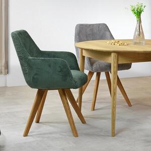 Krzesło do jadalni obite sztruksową tkaniną w kolorze zielonym