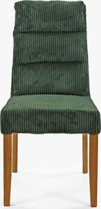 Zielone krzesło Balou na dębowych nogach, tkanina sztruksowa