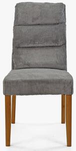 Szare krzesło Balou na dębowych nogach, tkanina sztruksowa
