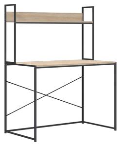 Metalowe biurko w stylu loft z półką czarny + dąb - Tandrum