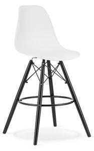 Białe krzesło barowe CARBRY LAMAL z czarnymi nogami