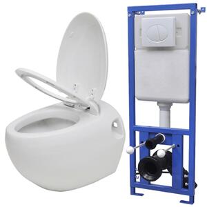 Podwieszana toaleta owalna, ze zbiornikiem, biała