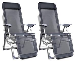 Składane krzesła ogrodowe, 2 szt., aluminium/textilene, szare