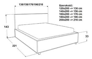 Łóżko 180x200 Tapicerowane SALVE + Pojemnik | Tkaniny i Kolory Do Wyboru