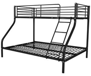 Łóżko piętrowe dla dzieci, czarne, metalowe, 140x200/90x200 cm