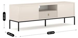 Szafka RTV do Salonu z Szufladą MARCOS 154 cm Kaszmir Ryflowana Glamour