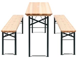 Składany stół biesiadny z 2 ławkami, 177 cm, drewno sosnowe