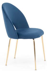 EMWOmeble Krzesło Glamour niebieskie KC-903-2 / welur, nogi złote