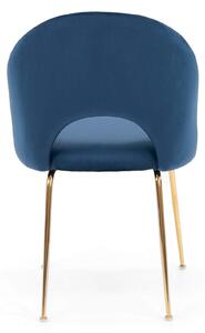 MebleMWM Krzesło Glamour KC-903-2 niebieski welur, nogi złoty chrom