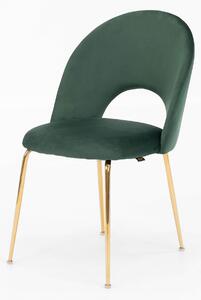 MebleMWM Krzesło Glamour KC-903-2 zielony welur, nogi złoty chrom