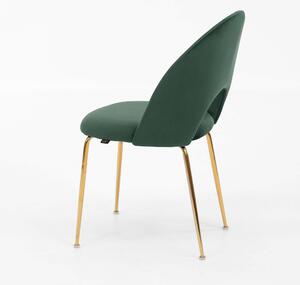 MebleMWM Krzesło Glamour KC-903-2 zielony welur, nogi złoty chrom