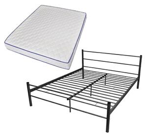 Łóżko z materacem memory, czarne, metalowe, 160x200 cm