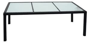Stół ogrodowy, czarny, 190x90x75 cm, rattan PE