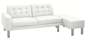 Rozkładana sofa ze sztucznej skóry, kolor biały