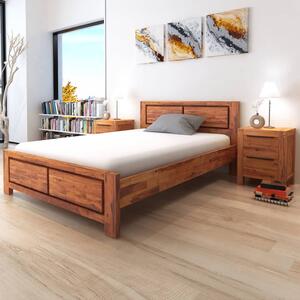 Łóżko z materacem, lite drewno akacjowe, 140x200 cm