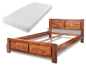 Łóżko z materacem, lite drewno akacjowe, 180x200 cm