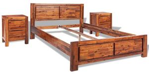 Rama łóżka z litego drewna akacjowego, 140x200 cm, brązowa