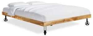 Łóżko z materacem memory, surowe drewno mango, 140x200 cm