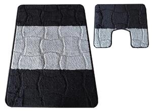 Elegancki czarny zestaw chodników do łazienki N7-P68