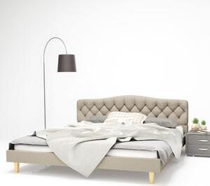 Łóżko z materacem memory, beżowe, tkanina, 180 x 200 cm