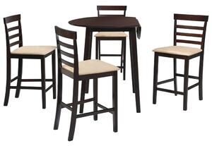 Stół barowy i 4 krzesła, lite drewno, ciemnobrązowe