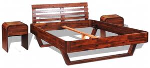 Rama łóżka i 2 szafki nocne, lite drewno akacjowe, 140 x 200 cm