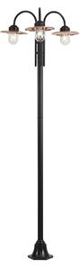 Nowoczesna lampa zewnętrzna czarna z miedzią 235 cm 3-źródła światła IP44 - Kansas
